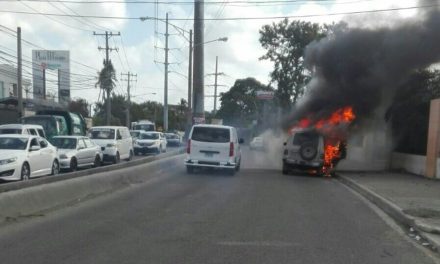 Vehículo incendiado en Avenida