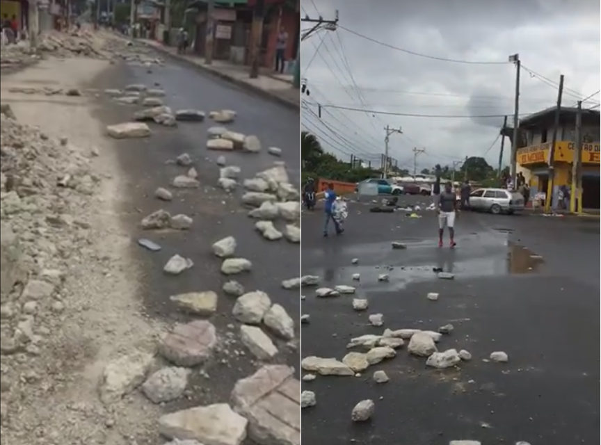 Comerciantes y moradores de Los Alcarrizos Viejos protestan