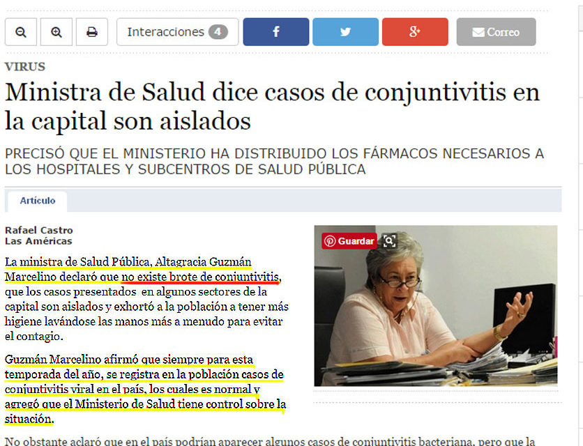 Salud Pública declara epidemia de conjuntivitis, ministra de Salud hace una semana decía que eran casos aislados