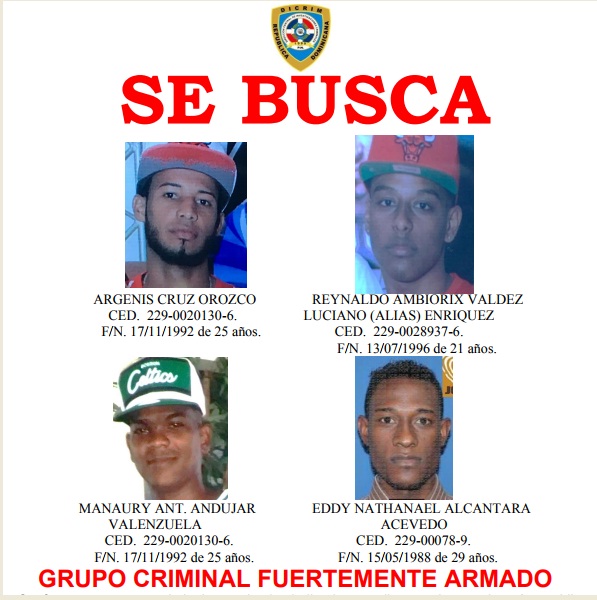 Policía Nacional identifica a cuatro hombres vinculados a muerte de dos oficiales en Los Alcarrizos