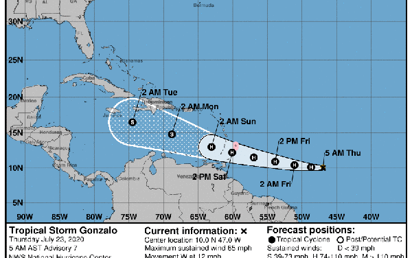 Tormenta Gonzalo podría convertirse en huracán en las próximas 24 horas