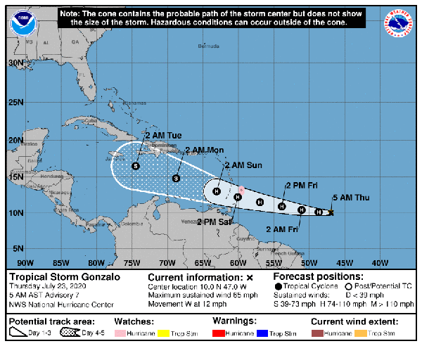 Tormenta Gonzalo podría convertirse en huracán en las próximas 24 horas