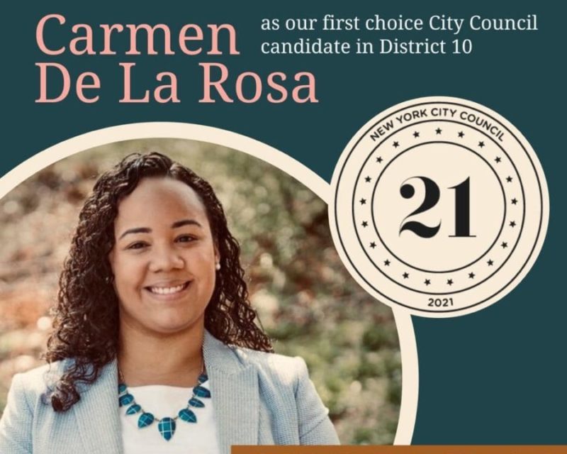 La dominicana Carmen de La Rosa recibe el respaldo para concejal por el distrito 10 N.Y.