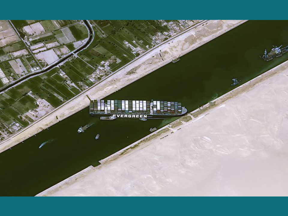 Buque encallado en el canal de Suez