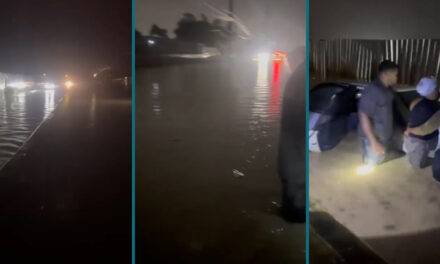 Intensas lluvias inundan vía de acceso al Merca Santo Domingo